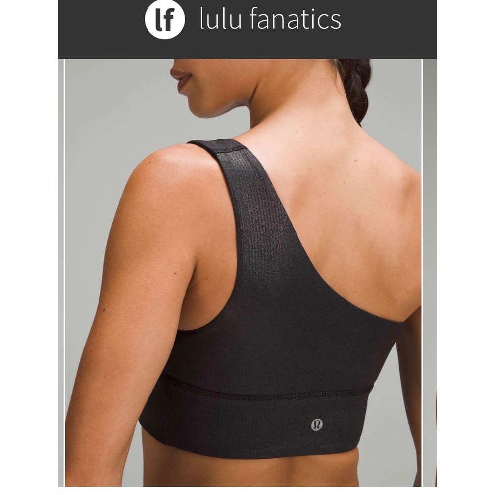 Lululemon Ribbed Foil One Shoulder Bra Black Metallic LW2E11S Size 6